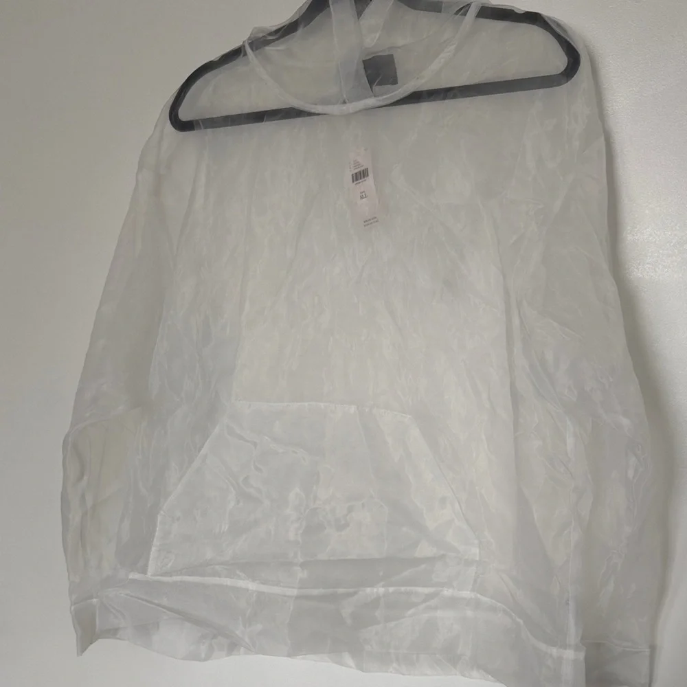 Anthropologie Sheer White Organza Pullover Hooded Top - Picture 4 of 10